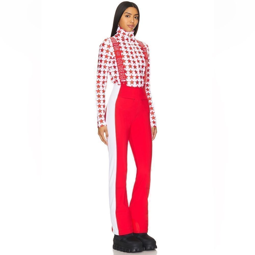 GOLDBERGH WOMEN'S HIGH END SALOPETTE SKI PANTS BIB FLAME RED NWT US 10